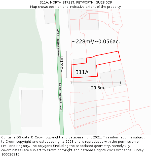 311A, NORTH STREET, PETWORTH, GU28 0DF: Plot and title map