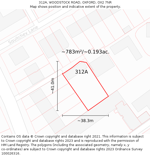 312A, WOODSTOCK ROAD, OXFORD, OX2 7NR: Plot and title map
