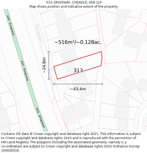 313, KINGSWAY, CHEADLE, SK8 1LP: Plot and title map