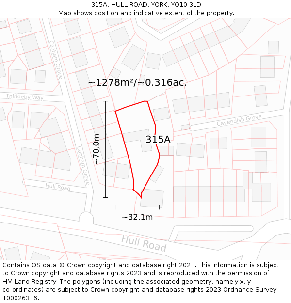 315A, HULL ROAD, YORK, YO10 3LD: Plot and title map