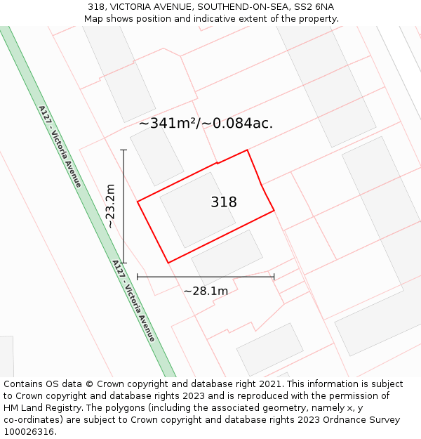 318, VICTORIA AVENUE, SOUTHEND-ON-SEA, SS2 6NA: Plot and title map