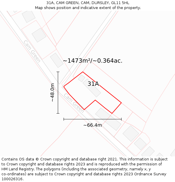 31A, CAM GREEN, CAM, DURSLEY, GL11 5HL: Plot and title map