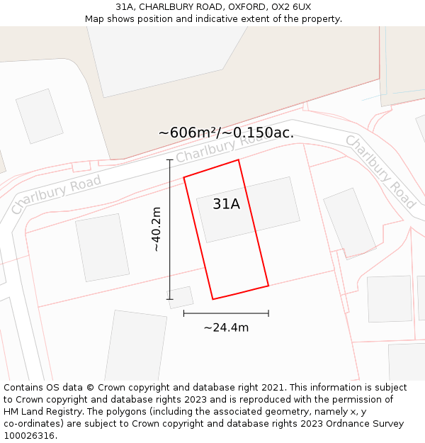 31A, CHARLBURY ROAD, OXFORD, OX2 6UX: Plot and title map