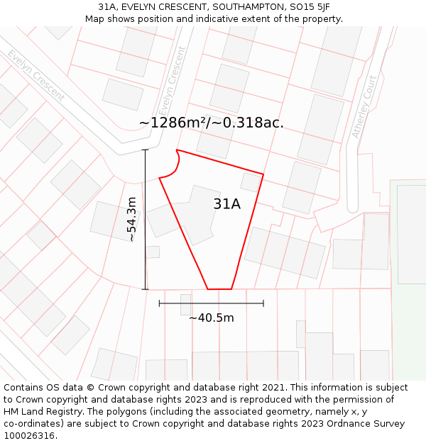 31A, EVELYN CRESCENT, SOUTHAMPTON, SO15 5JF: Plot and title map