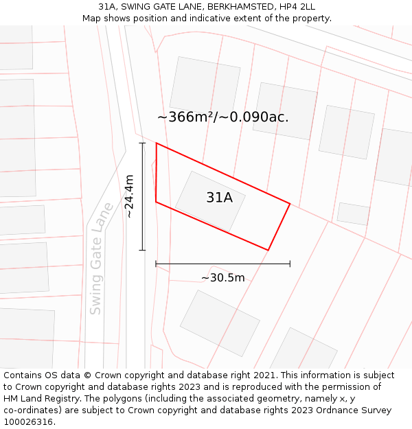 31A, SWING GATE LANE, BERKHAMSTED, HP4 2LL: Plot and title map