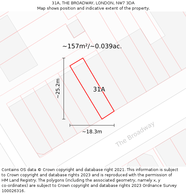 31A, THE BROADWAY, LONDON, NW7 3DA: Plot and title map