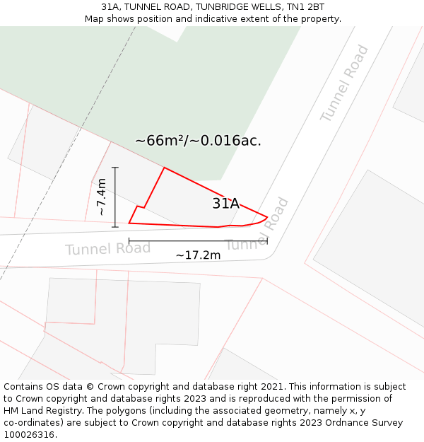 31A, TUNNEL ROAD, TUNBRIDGE WELLS, TN1 2BT: Plot and title map