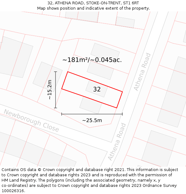 32, ATHENA ROAD, STOKE-ON-TRENT, ST1 6RT: Plot and title map