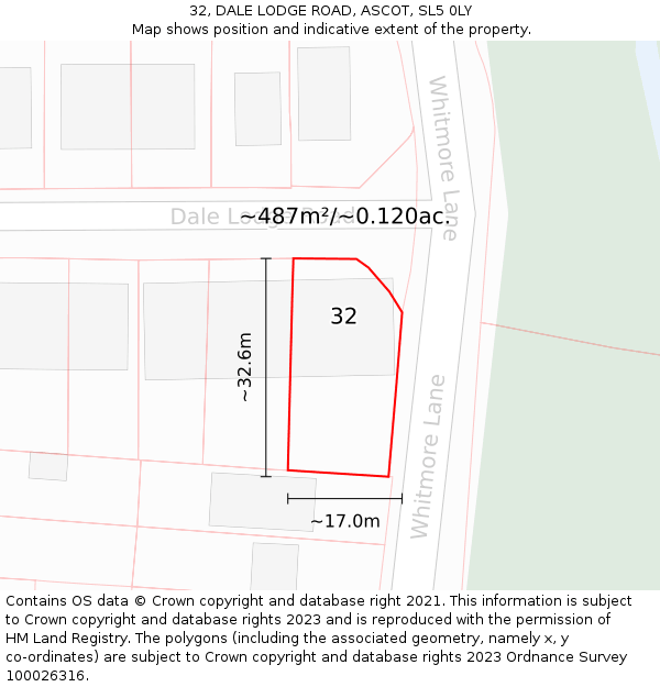 32, DALE LODGE ROAD, ASCOT, SL5 0LY: Plot and title map