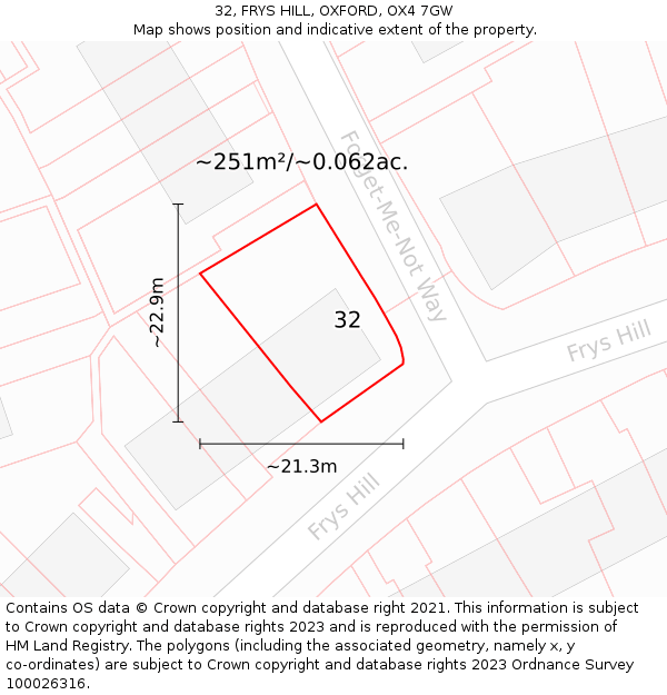 32, FRYS HILL, OXFORD, OX4 7GW: Plot and title map