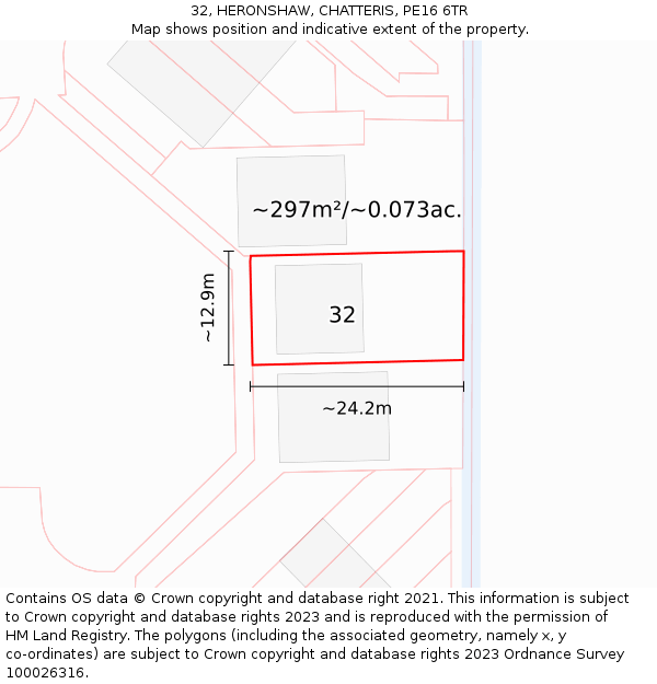 32, HERONSHAW, CHATTERIS, PE16 6TR: Plot and title map