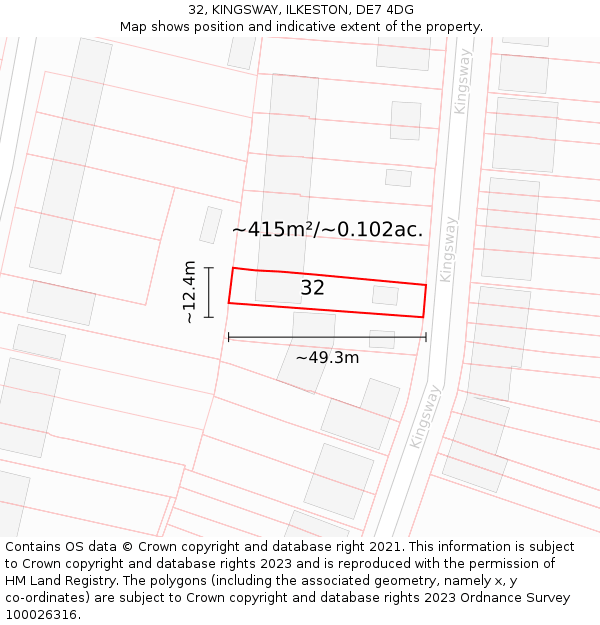 32, KINGSWAY, ILKESTON, DE7 4DG: Plot and title map