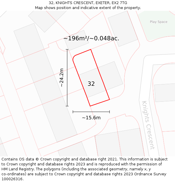 32, KNIGHTS CRESCENT, EXETER, EX2 7TG: Plot and title map