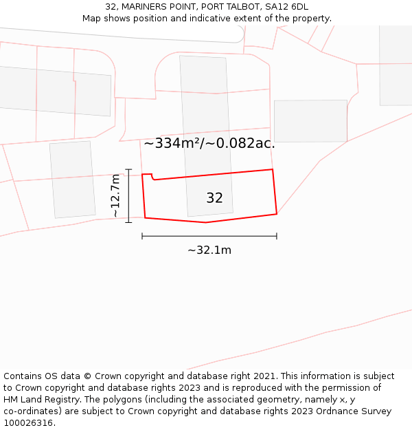 32, MARINERS POINT, PORT TALBOT, SA12 6DL: Plot and title map