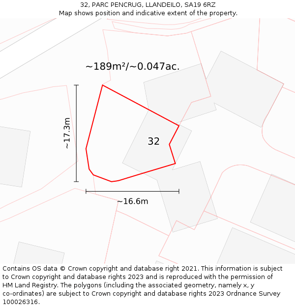 32, PARC PENCRUG, LLANDEILO, SA19 6RZ: Plot and title map