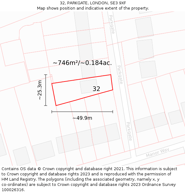 32, PARKGATE, LONDON, SE3 9XF: Plot and title map