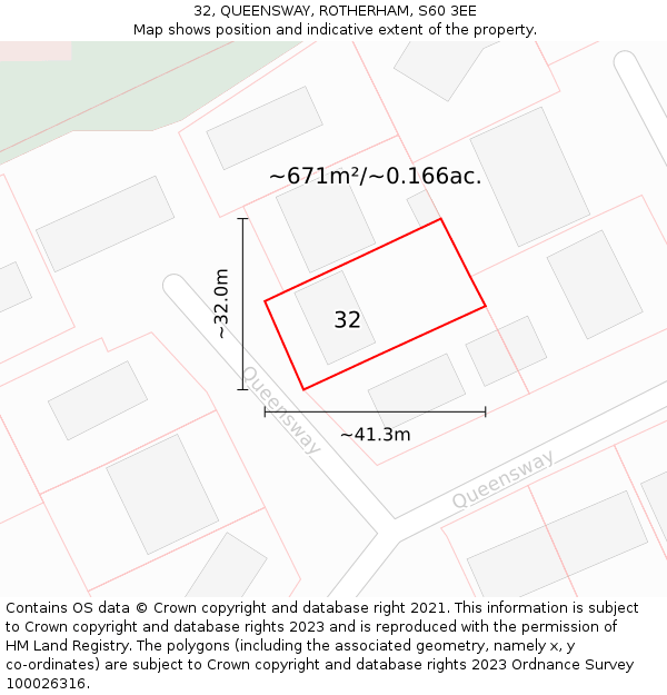 32, QUEENSWAY, ROTHERHAM, S60 3EE: Plot and title map
