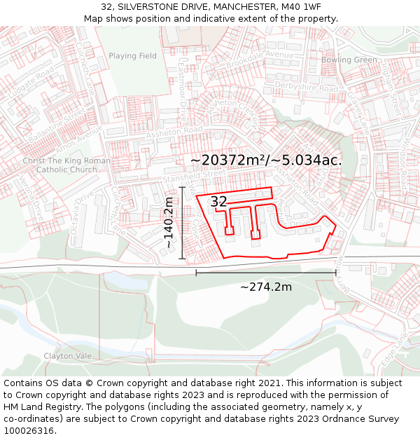 32, SILVERSTONE DRIVE, MANCHESTER, M40 1WF: Plot and title map