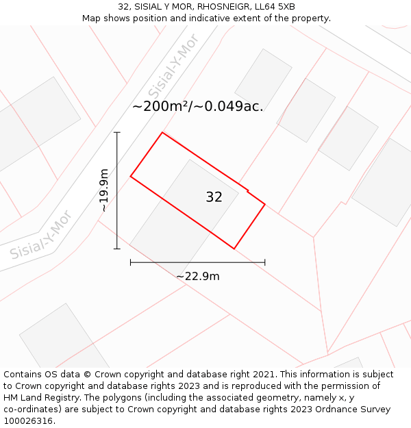 32, SISIAL Y MOR, RHOSNEIGR, LL64 5XB: Plot and title map