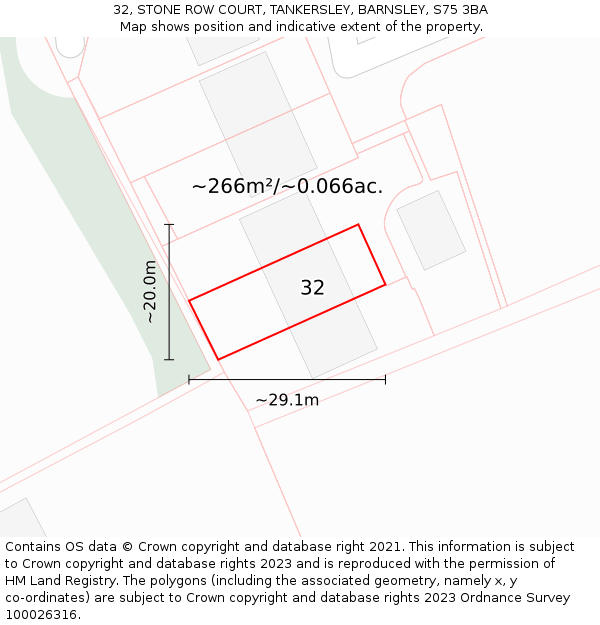 32, STONE ROW COURT, TANKERSLEY, BARNSLEY, S75 3BA: Plot and title map