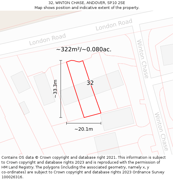 32, WINTON CHASE, ANDOVER, SP10 2SE: Plot and title map