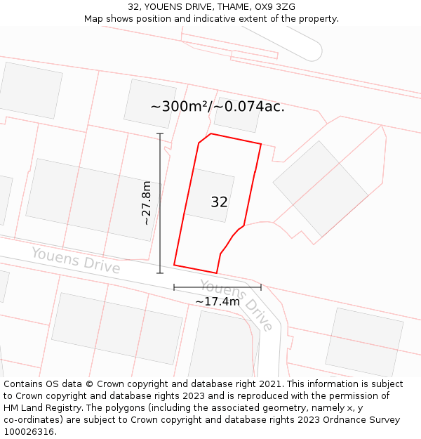 32, YOUENS DRIVE, THAME, OX9 3ZG: Plot and title map