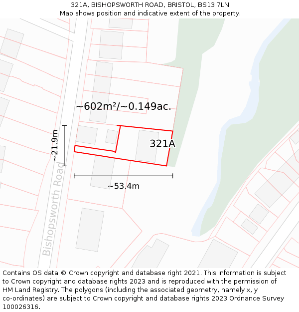 321A, BISHOPSWORTH ROAD, BRISTOL, BS13 7LN: Plot and title map