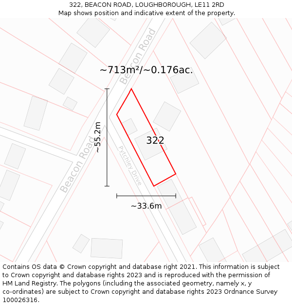 322, BEACON ROAD, LOUGHBOROUGH, LE11 2RD: Plot and title map