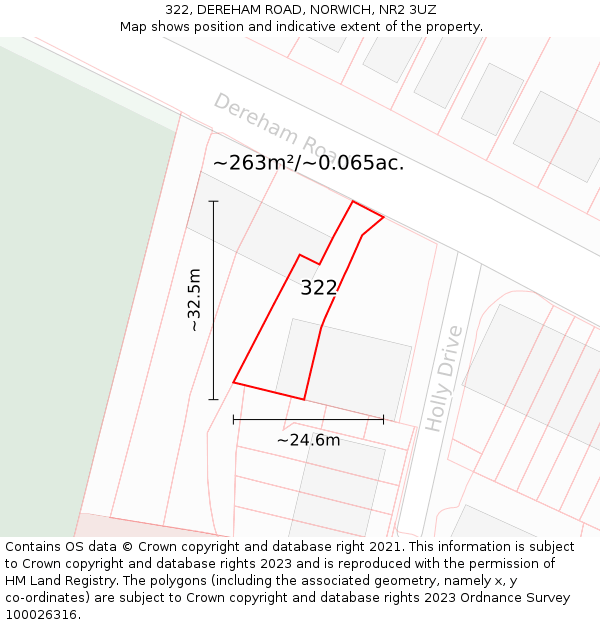 322, DEREHAM ROAD, NORWICH, NR2 3UZ: Plot and title map