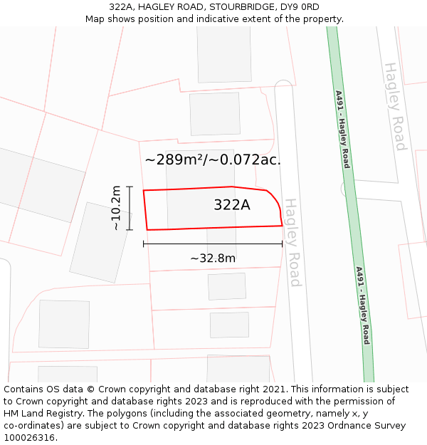 322A, HAGLEY ROAD, STOURBRIDGE, DY9 0RD: Plot and title map