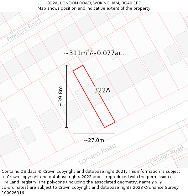 322A, LONDON ROAD, WOKINGHAM, RG40 1RD: Plot and title map