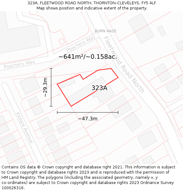 323A, FLEETWOOD ROAD NORTH, THORNTON-CLEVELEYS, FY5 4LF: Plot and title map