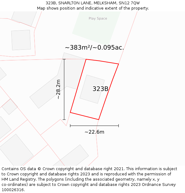 323B, SNARLTON LANE, MELKSHAM, SN12 7QW: Plot and title map