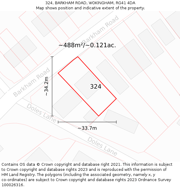 324, BARKHAM ROAD, WOKINGHAM, RG41 4DA: Plot and title map