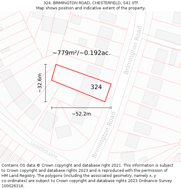 324, BRIMINGTON ROAD, CHESTERFIELD, S41 0TF: Plot and title map