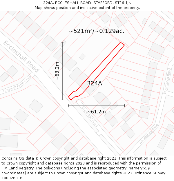 324A, ECCLESHALL ROAD, STAFFORD, ST16 1JN: Plot and title map