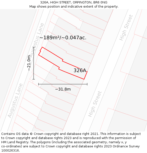 326A, HIGH STREET, ORPINGTON, BR6 0NG: Plot and title map