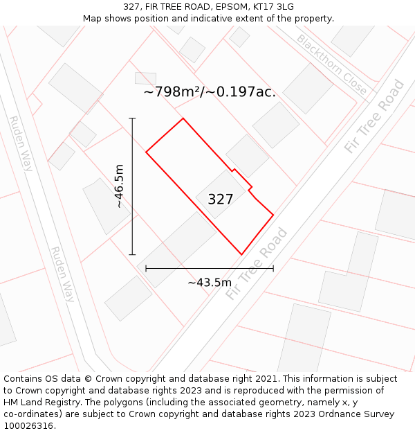 327, FIR TREE ROAD, EPSOM, KT17 3LG: Plot and title map