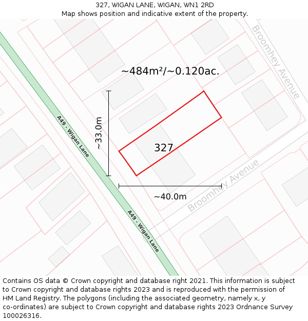 327, WIGAN LANE, WIGAN, WN1 2RD: Plot and title map