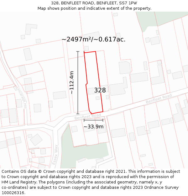 328, BENFLEET ROAD, BENFLEET, SS7 1PW: Plot and title map