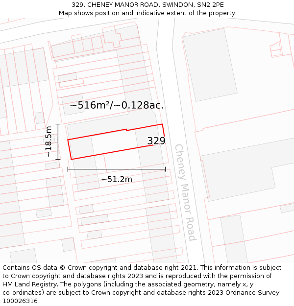 329, CHENEY MANOR ROAD, SWINDON, SN2 2PE: Plot and title map