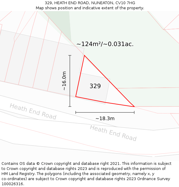 329, HEATH END ROAD, NUNEATON, CV10 7HG: Plot and title map