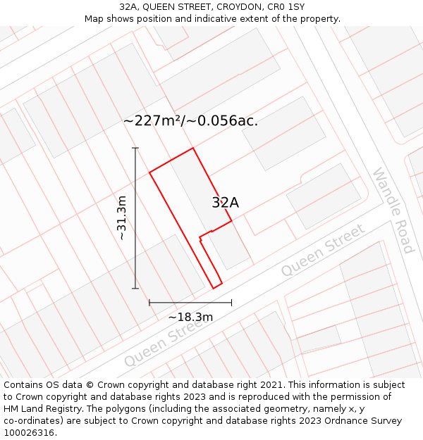 32A, QUEEN STREET, CROYDON, CR0 1SY: Plot and title map