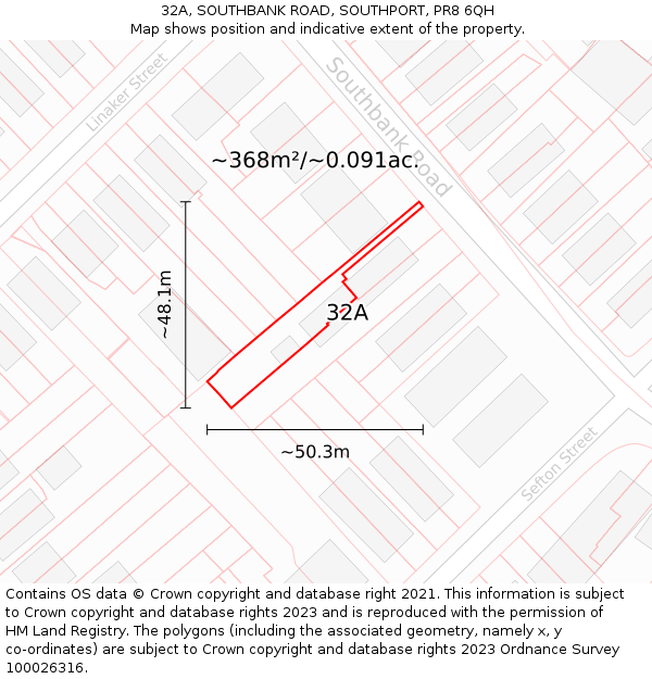 32A, SOUTHBANK ROAD, SOUTHPORT, PR8 6QH: Plot and title map