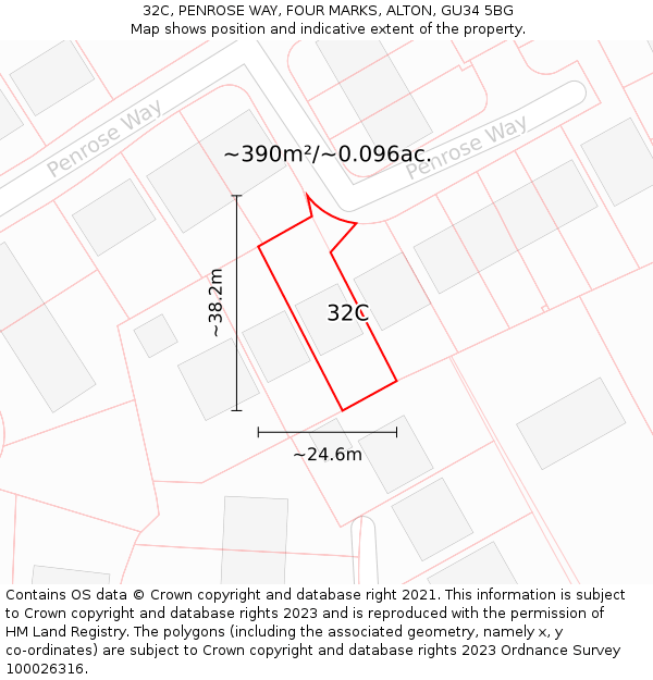 32C, PENROSE WAY, FOUR MARKS, ALTON, GU34 5BG: Plot and title map