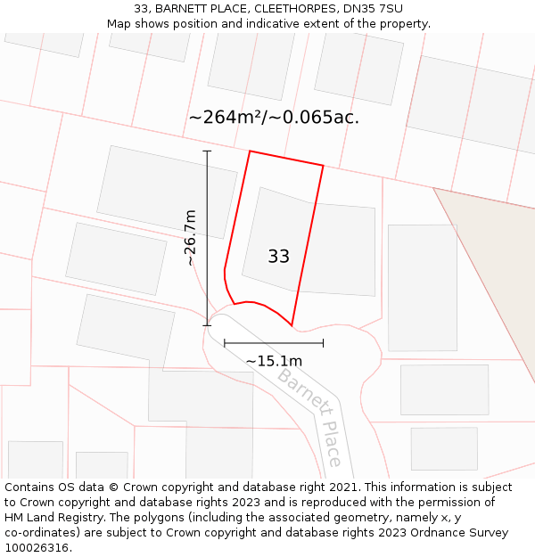 33, BARNETT PLACE, CLEETHORPES, DN35 7SU: Plot and title map