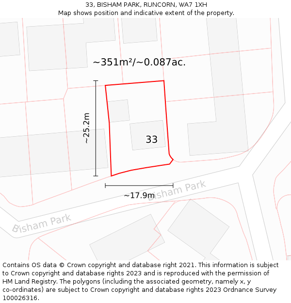 33, BISHAM PARK, RUNCORN, WA7 1XH: Plot and title map