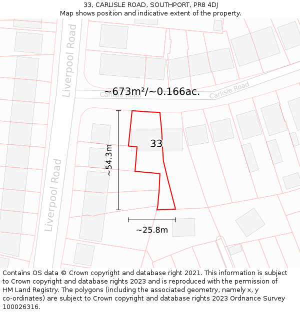 33, CARLISLE ROAD, SOUTHPORT, PR8 4DJ: Plot and title map