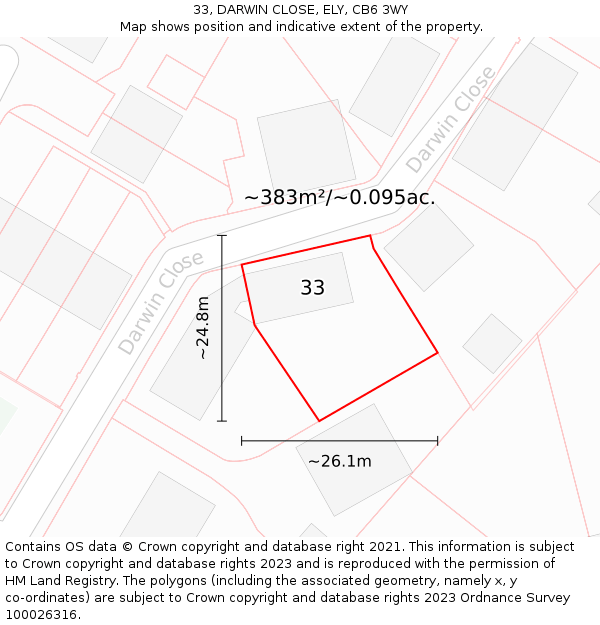 33, DARWIN CLOSE, ELY, CB6 3WY: Plot and title map