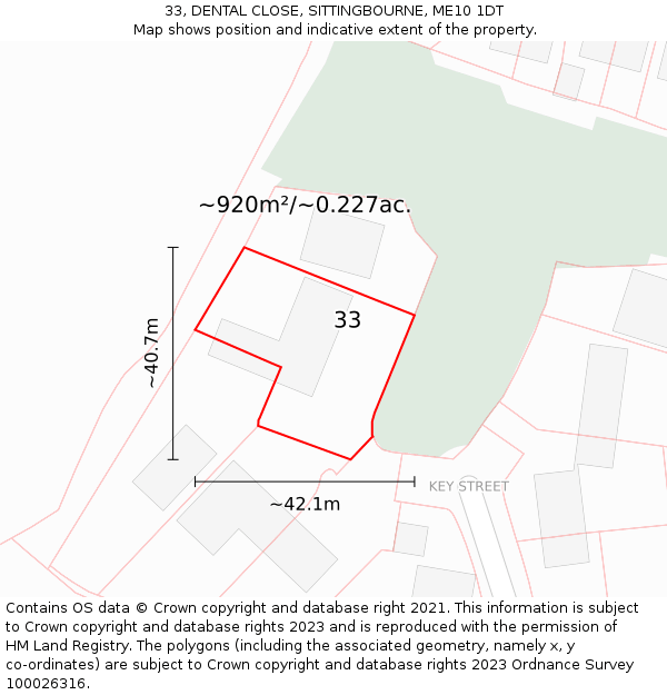 33, DENTAL CLOSE, SITTINGBOURNE, ME10 1DT: Plot and title map